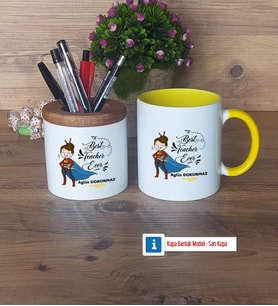Kadın Öğretmene Hediye Kalemlik, Kupa Bardak T Kişiye Özel Hediye (Model 10)