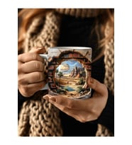 Kitaplık Kütüphane Baskılı 3D Tasarım Seramik Kupa Mug - Hediyelik Kupa Bardak (12)