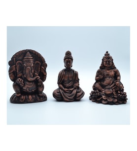 3'lü Set Budha Dekoratif Biblo Heykel Takımı (Bronz)