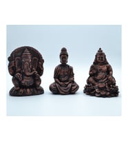 3'lü Set Budha Dekoratif Biblo Heykel Takımı (Bronz)