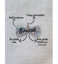 Papyon Şeklinde Kedi/ Köpek- İsimliği/ Künyesi (Gri)