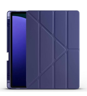 Galaxy Tab S9 Plus Kılıf Tri Folding Kalem Bölmeli Standlı Kılıf (Lacivert)