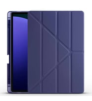 Galaxy Tab S9 Plus Kılıf Tri Folding Kalem Bölmeli Standlı Kılıf (Lacivert)