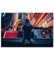 Cakapuzzle Neon Maskeli Adam ve Gökdelenler  Puzzle Yapboz MDF (Ahşap) (1000 Parça)