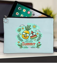 BK Gİft Yaz Temalı-1 Tablet Çantası 30x21cm(12 Renk Seçeneği), Ipad Çantası, Baskılı Tablet Kılıfı (Açık Mavi)