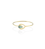 Kadir Jewellery 22 Ayar Altın Kaplama El İşçiliği Zirkon Taşlı Kadın Kelepçe Bilezik (Açık Mavi)