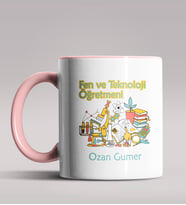 Kişiye Özel Fen ve Teknoloji Öğretmeni Tasarımlı Siyah Renk Kupa  (Pembe)