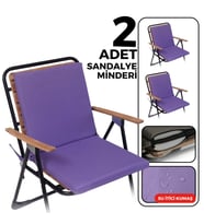 XPERMATE 2'li Arkalıklı Sandalye Minderi Fermuarlı 40x40 Sırtlıklı Sandalye Minderi Bağcıklı (Mor)