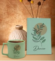 BK Gift Kişiye Özel İsimli Yeşil Sert Kapaklı Defter ve Middle Kupa Seti, Arkadaşa Hediye, Yeni İş Hediyesi, Doğum Günü Hediyesi-1 (Model 3)
