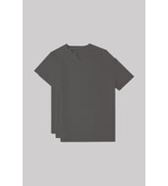 Unisex Bisiklet Yaka Standart %100 Pamuk Erkek Basic T-Shirt 3'li paket (Füme)