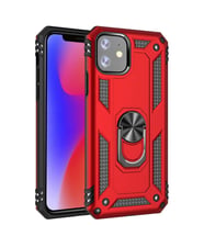 Microsonic Apple iPhone 11 (6.1'') Kılıf Military Ring Holder (Kırmızı)