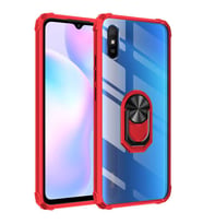 Xiaomi Redmi 9A Kılıf Şeffaf Sararmaz Yüzüklü Mola Kapak (Kırmızı)