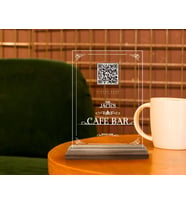 BK Gift Restoran & Cafe & Barlara Özel Ahşap Standlı Pleksi QR Kod Menü, Cafe&Bar için QR kodlu Tabela, QR kodlu Masa Dekoru - 10 ADET-1 (Model 4)