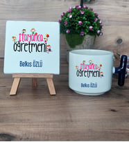 İtalyanca Öğretmeni Hediye Seti Kupa Bardak T Kulplu ve Dekoratif Taş Öğretmenler Günü Hediyesi (Model 2)