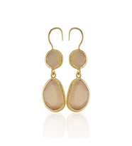 Kadir Jewellery 22 Ayar Altın Kaplama Kadın Taşlı Küpe -El İşçiliği Ve Hipoalerjenik Küpe (Turuncu)
