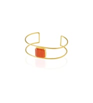 Kadir Jewellery 22 Ayar Altın Kaplama Zirkon Taşlı Ayarlanabilir Vintage Bilezik (Kırmızı)