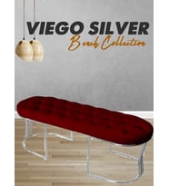 VİEGO SILVER -Kapitoneli Model Puf&Bench&Koltuk-Oturak-Uzun Makyaj Puff-Yatak Odası Ucu&Önü (Bordo)
