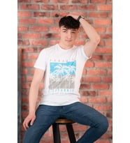 FBI JEANS DESENLİ SLİMFİT PAMUKLU ERKEK T-SHİRT (Beyaz)