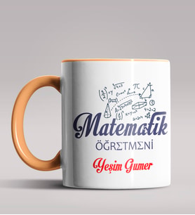 Kişiye Özel Matematik Öğretmeni Tasarımlı Siyah Renk Kupa 8 (Turuncu)