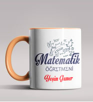 Kişiye Özel Matematik Öğretmeni Tasarımlı Siyah Renk Kupa 8 (Turuncu)