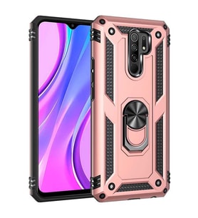 Xiaomi Redmi 9 Kılıf Yüzüklü Zırh Tank Vega (Rose)