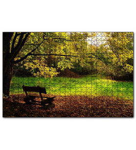 Cakapuzzle Ağaçlar ve Koyu Gölgedeki Ahşap Bank  Puzzle Yapboz MDF (Ahşap) (1000 Parça)