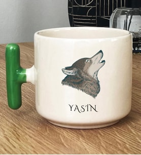 Kişiye Özel Kurt Baskılı Hediye T Kupa Bardak Babaya Kardeşe Hediye (Yeşil)