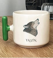 Kişiye Özel Kurt Baskılı Hediye T Kupa Bardak Babaya Kardeşe Hediye (Yeşil)