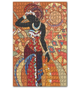 Cakapuzzle Afrikalı Kadın ve Tribal Desenler Puzzle Yapboz MDF (Ahşap) (500 Parça)