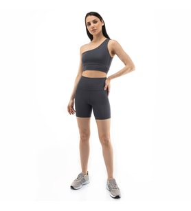 Straight Kadın Bordo Yüksek Bel Toparlayıcı, Sıkılaştırıcı Yoga Şort Tayt 6" (Gri)