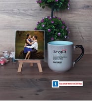 Sevgiliye Hediye Fotoğraflı Dekoratif Taş, Kupa Bardak Beyaz Hediye (Model 10)