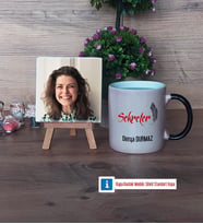 Sekretere Hediye Fotoğraflı Dekoratif Taş, Kupa Bardak Beyaz Hediye (Model 9)