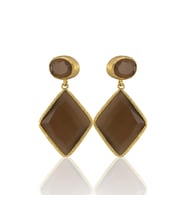 Kadir Jewellery 22 Ayar Altın Kaplama Kadın Sallantılı Küpe -El İşçiliği Ve Hipoalerjenik Küpe (Kahverengi)