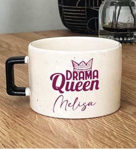 Kişiye Özel Drama Queen Hediye Lüks Fincan Sevgiliye Arkadaşa Hediye (Siyah)