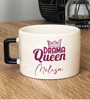 Kişiye Özel Drama Queen Hediye Lüks Fincan Sevgiliye Arkadaşa Hediye (Siyah)