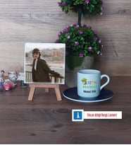 Orman Mühendisi Fotoğraflı Dekoratif Taş, Ahşap Altlıklı Türk Kahvesi Fincanı Hediye (Model 4)