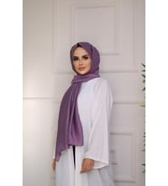 %15 İpek Vual Jazz Şal Serisi 80 x 180 Cm (Koyu Lila)