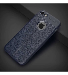 Uyumlu Model Apple iPhone 5 5S SE Kılıf Deri Tarzı Niss Silikon Case (Lacivert)
