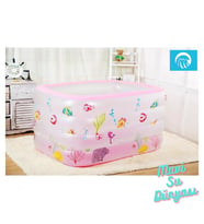 Havuz Çocuk Derin Renkli 140 Cm x 100 Cm x 70 Cm - Mavi Su Dünyası (Pembe)
