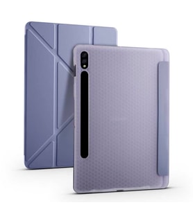 Samsung Galaxy Tab S7 T870 T875 T877 Kılıf Kalem Bölmeli Trifolding Case (Mor)