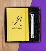 Kişiye Özel Renkli Defter & Kalem Hediye Seti  (Sarı)
