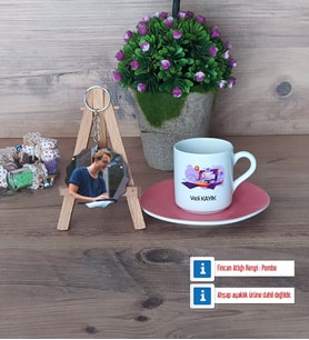 Bilgisayar Mühendisi Türk Kahvesi Fincanı Ahşap Altlıklı ve Fotoğraflı Ahşap Anahtarlık Hediye (Model 6)