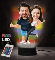 Doğum Günü Hediyesi,Sevgiliye Hediye, Kişiye Özel Fotoğraflı En Tatlı Çift Karikatür 3D Led Lamba (RGB)
