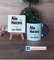 Aile Hekimi Dekoratif Taş, Kupa Bardak Kırmızı Hediye (Model 2)