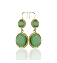 Kadir Jewellery 22 Ayar Altın Kaplama Kadın Taşlı Küpe -El İşçiliği Ve Hipoalerjenik Küpe (Yeşil)