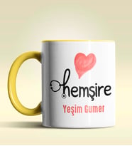 Kişiye Özel Hemşire 2 Tasarımlı Turuncu Kupa Bardak (Sarı)