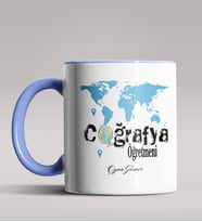 Kişiye Özel Coğrafya Öğretmeni Tasarımlı Siyah Renk Kupa Bardak 5 (Mavi)