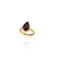 Kadir Jewellery 22 Ayar Altın Kaplama Zirkon Taşlı Ayarlanabilir Kadın Moda Yüzük (Kahverengi)