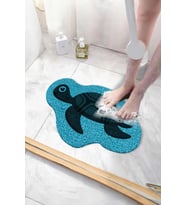 Kaplumbağa Banyo Paspası Kaymaz Taban Yumuşak Esnek  Paspas Islak Zemin Hijyenik Paspas (40x60 cm) (Mavi)