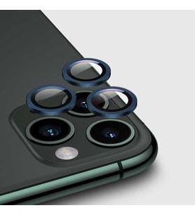 Uyumlu Model Apple iPhone 11 Pro Max Kamera Lens Koruyucu Çerçeveli Koruyucu CL-02 (Lacivert)